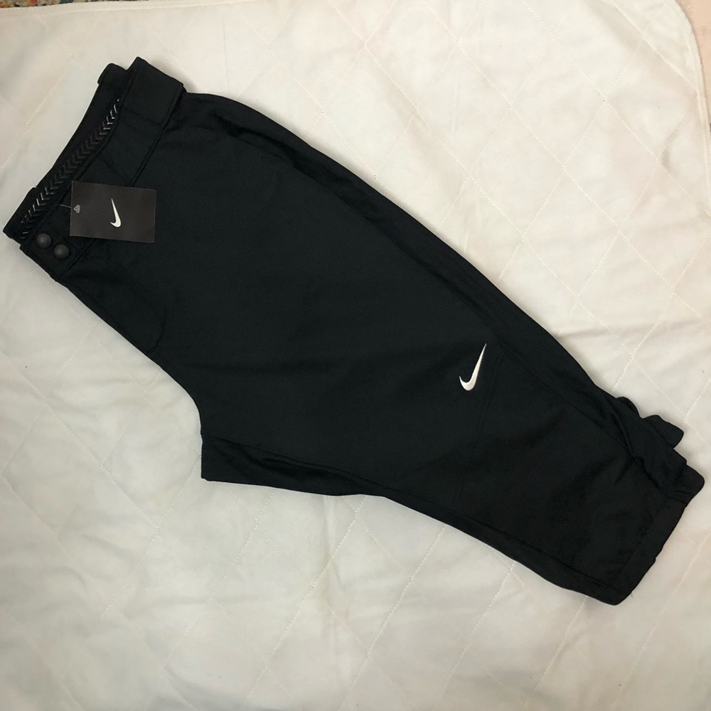 New NIKE Size XL Black Dri-Fit Women’s Vapor Select 3/4 Baseball Pants